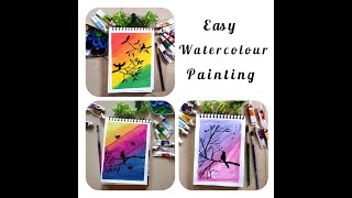 Three simple amp Easy watercolor painting for beginnerswatercolor painting ideas watercolorpainting [upl. by Sanson]