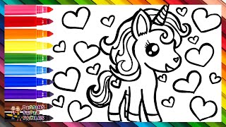 Dessiner et Colorier un Mignon Licorne 🦄❤️🧡💛💚💙💜🌈 Dessins Pour les Enfants [upl. by Meihar]