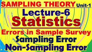 6 Sampling and Non Sampling Errors ISSMaterial [upl. by Necyrb]