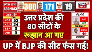 🟢UP Lok Sabha Election Result Live  उत्तर प्रदेश की 80 सीटों का रूझान चौंकाया  PM Modi  Akhilesh [upl. by Boice466]