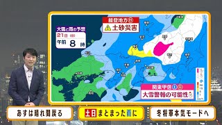 【1月19日金】金曜日は晴れ間が戻るが…土日はまとまった雨に 関東では大雪？【近畿地方の天気】天気 気象 [upl. by Akkin722]