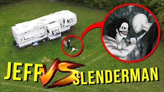 DRONE CATCHES JEFF THE KILLER AND SLENDERMAN AT ABANDONED TRAILER PARK SCARY [upl. by Colin]