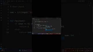 Factorial in Python python pythonprogramming coding [upl. by Perron]