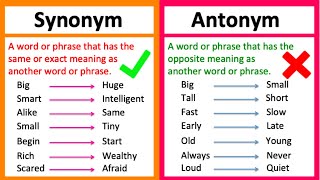 SYNONYM vs ANTONYM 🤔  Whats the difference  Learn with examples [upl. by Hamlin]