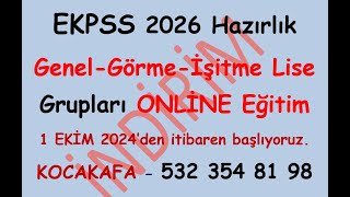 EKPSS 2026ya GenelGörmeİşitme Lise olarak girecek arkadaşlar için EKPSS 2026 ONLİNE grubumuz 1 Ek [upl. by Bethena]