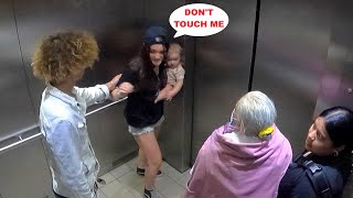 Woman With Baby Harassed By Man In Elevator Social Experiment [upl. by Aleda]