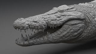 Crocodile sculpting time lapse Zbrush tutorial  Скульптинг крокодила в Zbrush [upl. by Refennej255]