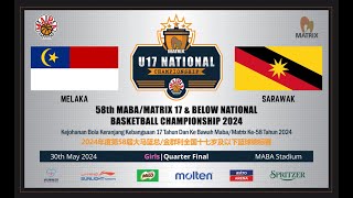 MABAU172024  G63 GIRLS Quarter Final 930AM  COURT 1  MELAKA vs SARAWAK [upl. by Aikenat471]