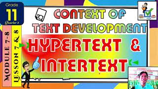 READING AND WRITING SKILLS  CONTEXT OF TEXT DEVELOPMENT HYPERTEXT AND INTERTEXT [upl. by Aneelad]