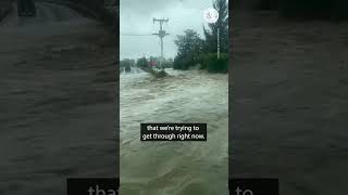 New Zealand family barely escapes through Cyclone Gabrielle floodwaters  USA TODAY Shorts [upl. by Eniretac]