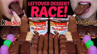 ASMR LEFTOVER DESSERT RACE NUTELLA CUPS CADBURY CHOCOLATE MAGNUM ICE CREAM HERSHEYS KINDER 먹방 [upl. by Sadnalor]