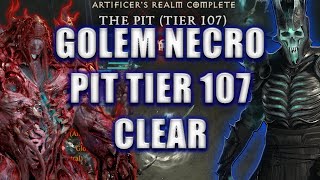 Summon Golem Necro PIT TIER 107 Clear Season 4  Diablo 4 Necromancer Minion Build skulm [upl. by Willumsen]