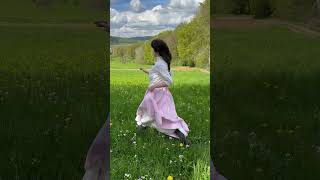 Edwardian Spring Look pink striped Skirt amp refashioned Blouse Pompadour Hair Cherry Blossoms [upl. by Rurik]