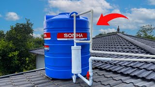 I never have to buy water again  How to make PVC drainage pipe for corrugated iron roof 3 in 1 [upl. by Nihahs]