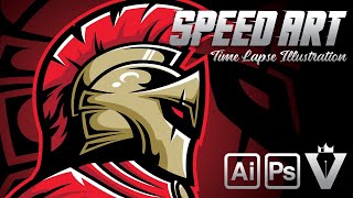 Spartan Logo Illustration  SPEED ART [upl. by Animsay]