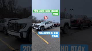 2024 GMC Sierra HD 2500 Denali Ultimate Duramax vs 2024 GMC Sierra HD 2500 AT4x AEV off road truck [upl. by Nevad320]