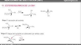 Estereoquímica en la reacción SN1 sustitución nucleófila unimolecular [upl. by Urias]