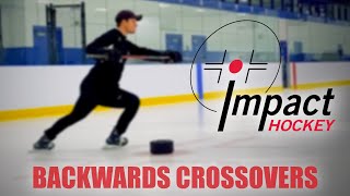 How to Backwards Crossover • Power TurnCrossover Progressions • Impact Hockey Skating Skills [upl. by Haroppiz]