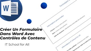 Créer Un Formulaire Dans Word Avec Les Contrôles De Contenu [upl. by Nauqes]