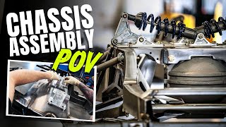 Roadster Shop POV  Cantilever shock IRS Ford F100 chassis assembly [upl. by Ellerrad]