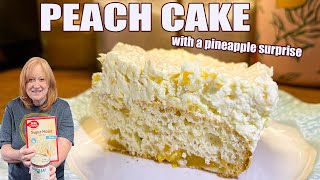 PEACH CAKE With Pineapple Surprise USING BOX CAKE MIX [upl. by Rochus231]