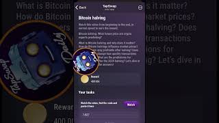 bitcoin halving tapswap code  Bitcoin Halving Part 1  Tapswap Code [upl. by Burrell]