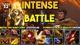 TRULY INTENSE BATTLE  Brutal DPS Burn Lifestealer Facing Against Powerful Black Dragon Davion DotA2 [upl. by Eikcim]