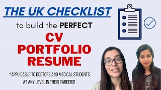 UK Medical CV  Portfolio  Medical students and Doctors Helpful for ANY LEVEL IN YOUR CAREER [upl. by Anoerb994]