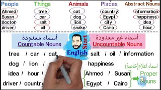 13countable amp uncountable Nouns  شرح الاسماء المعدودة وغير المعدودة في اللغة الانجليزية [upl. by Jola]