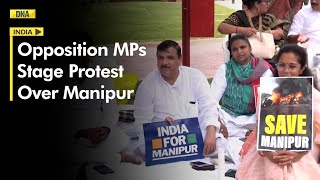 Opposition MPs stage overnight sitin protest amid deadlock in Parliament over Manipur [upl. by Sorips613]