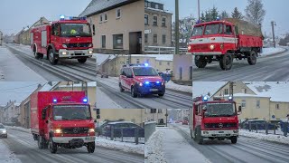 Schwerer Verkehrsunfall HLF 10ELWTLF 2040GWLSW1000 Feuerwehr Crottendorf auf Einsatzfahrt [upl. by Htebirol]