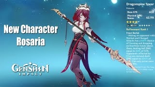 Rosaria New Character Lv80 Gameplay Showcase Physical Build  Genshin Impact [upl. by Erdah]