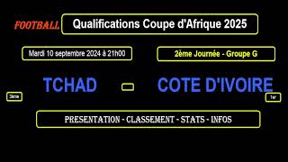 TCHAD  COTE DIVOIRE  2ème Journée Eliminatoires Coupe dAfrique 2025 le 10092024 [upl. by Massab]