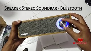 Review Smalody Wooden Bluetooth Speaker Stereo Soundbar  SL50 [upl. by Adidnere]