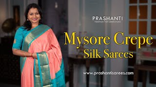 Mysore Crepe Silk Sarees  Prashanti  03 Feb 2024 [upl. by Odnanreh]