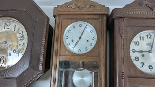 Slim 1940s Kienzle German box regulator clock with a beautiful 3rod bim bam strike amp oak finish [upl. by Hallagan]