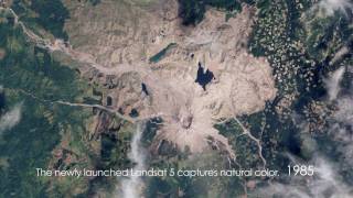 Mount St Helens TimeLapse From Space 19792009 720p [upl. by Reld]