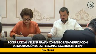 PJ y el RNP firman convenio para verificación de información de las personas inscritas en el RNP [upl. by Eidolem]