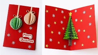 3D Christmas Pop Up Card  How To Make Christmas Tree Greeting Card [upl. by Lirpa]