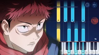 Jujutsu Kaisen OP  Kaikai Kitan  EASY Piano Tutorial [upl. by Nirb]