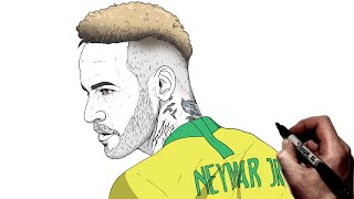 How To Draw Neymar Jnr  Step By Step  Football  Soccer [upl. by Lebana]