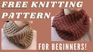 Free Cowl Knitting Pattern for BEGINNERS  Easy Knitting Tutorial for New Knitters  Cascades Cowl [upl. by Gilly]