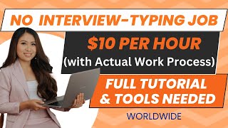 TYPING JOB 10hour No interview needed  FULL JOB TUTORIAL  Sincerely Cath [upl. by Enomis]