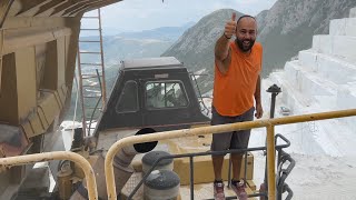 Morning Loading Marble Blocks With Caterpillar 988B Wheel Loader In Birros Marble Quarries [upl. by Aidua]