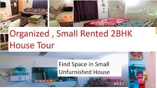 Organized Small Rented 2BHK House Tour Create Space in an Unfurnished Apartment [upl. by Nwahsiek]