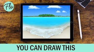 YOU Can Draw This BEACH in PROCREATE  easy landscape drawing tutorial [upl. by Eimrej]