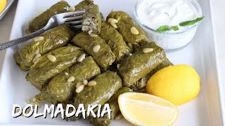 Greek Stuffed Vine Leaves With Rice and Herbs  Dolmadakia Yalantzi 💝 [upl. by Acitel90]