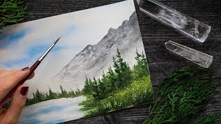 Springtime watercolor landscapestepbystep tutorial [upl. by Nryhtak]