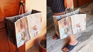 How To Make Paper Bag with Newspaper  Paper Bag Making Tutorial Very Easy [upl. by Atnahc]