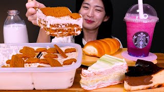 🍰스타벅스와 투썸😍유니콘 프라푸치노 로투스 아박 먹방❤  Starbucks amp Twosome  Lotus Unicorn frappuccino ASMR Mukbang [upl. by Bullion]